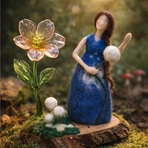 Dandelion Wish Fairy, Waldorf Nature Table Figure, Woodland Fiber Art Sculpture